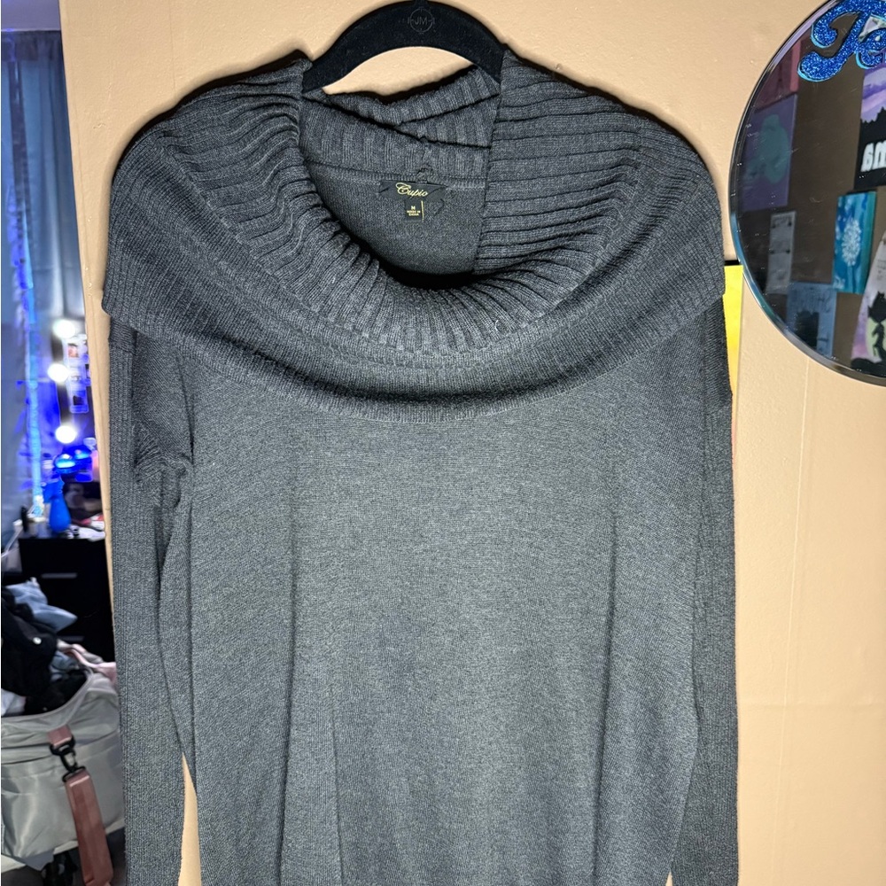 Charcoal Gray Cowl Neck Sweater